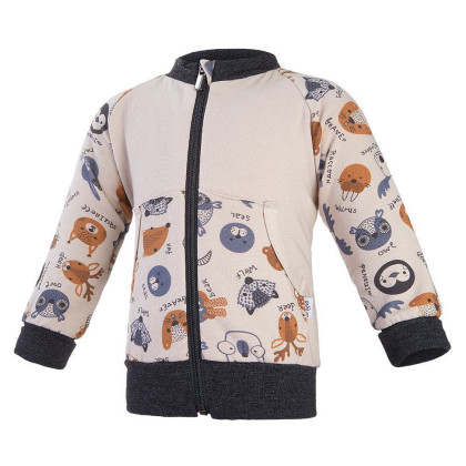 Mikina šmyk rozopínací Outlast® - latte farebné zvieratká