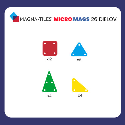 Magnetická stavebnica microMAGS Travel Set 26 dielov