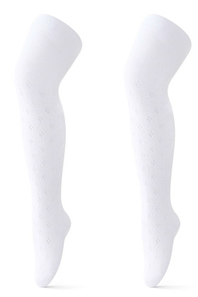 Detské bavlnené ažurové pančuchy biele Be Snazzy