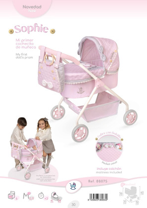 Môj prvý kočík pre bábiky s taškou Sophie 56 cm DeCuevas