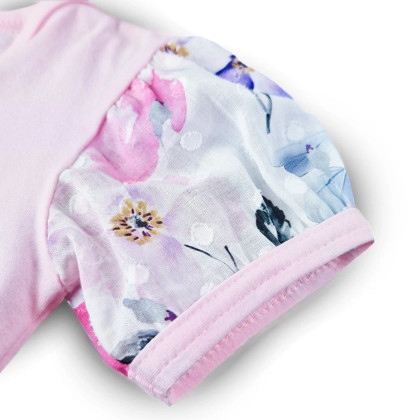 Body šaty tenké s krátkym rukávom Outlast® ružové baby/kytky Little Angel