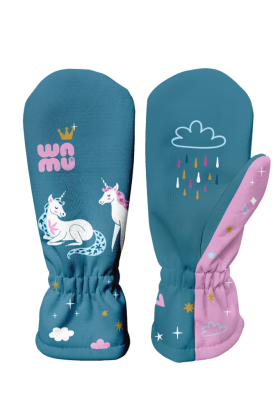 Detské softshellové rukavice Jednorožce petrolejová Wamu