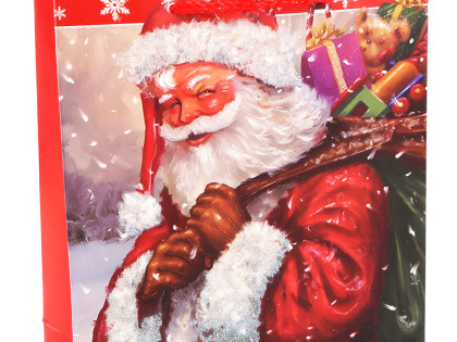 Vianočná darčeková taška s glitrami 18 x 23 x 8 cm Santa 1