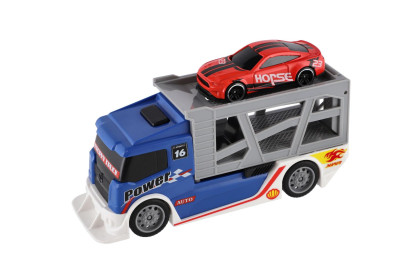 Auto kamión prepravník + plastové auto 15 cm na voľný chod