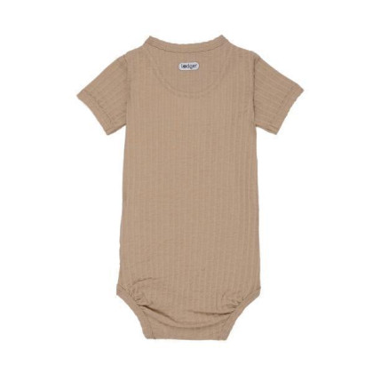 Priedušné body s krátkym rukávom Romper Seersucker Lodger Beige