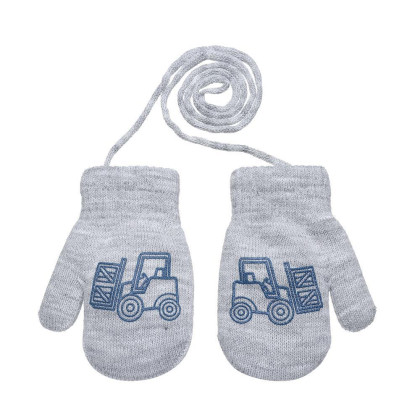 Zimné palcové pletené rukavičky so šnúrkou pre chlapcov 2 -3 roky