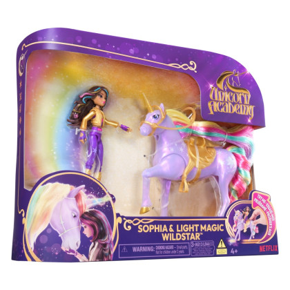 Unicorn academy svetelný jednorožec a figúrka Sophia & Wildstar 11 cm