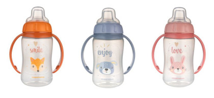 Hrnček tréningový Cute Animals so silikónovým náustkom 320 ml Canpol babies