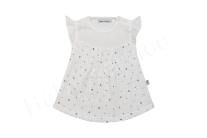 Dojčenské šaty krátky rukáv mušelín Hviezdičky Baby Service