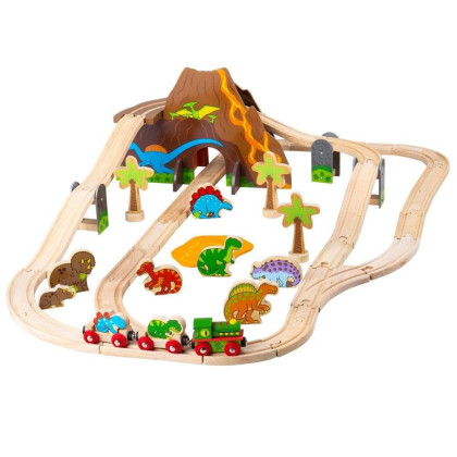 Drevená vláčikodráha dinosaury Bigjigs Rail