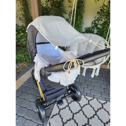 Mušelínová slnečná strieška na kočík Nature Baby Nellys