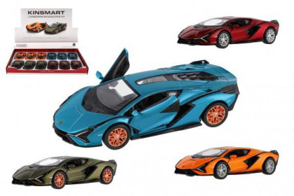 Auto Kinsmart Lamborghini Sián FKP 37 kov/plast 13 cm na spätné natiahnutie 12ks v bo