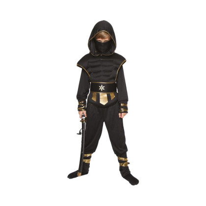 Kostým detský Ninja čierno-zlatý veľ. 4-6 rokov Albi
