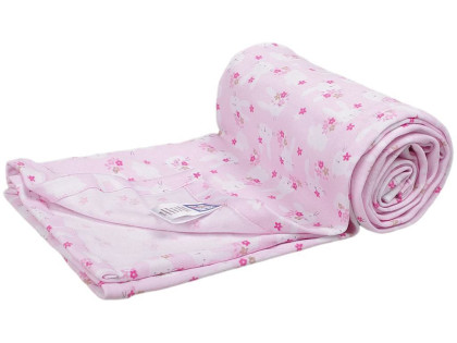 Letná bavlnená deka 150×200 cm – ružová so zajačikmi