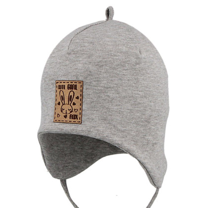 Dievčenská dojčenská čiapka viazacia Zajac šedá RDX