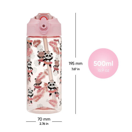 Tritánová fľaša na pitie so slamkou Panda 500 ml Baagl