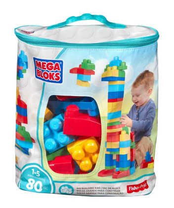 Mega Bloks veľké vrece kociek - modrý (80 ks)