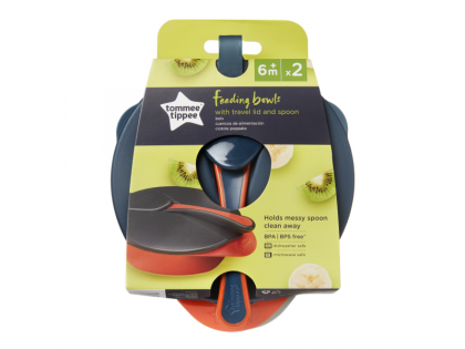 Misky pre ľahké naberanie 2 ks, s viečkom a lyžičkou Tommee Tippee