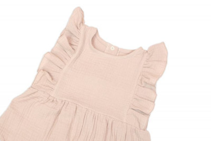 Letný mušelínový overálok pre dievčatká s volánikom Star - béžový Baby Nellys