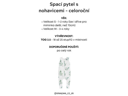 Celoročný spací vak s nohavicami Sleepee Bloom/Čierne bodky