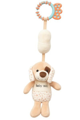 Edukačná hrajúca plyšová hračka s klipom Baby Mix pes hnedý