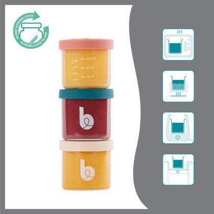 Sklenené misky s viečkami ISY Bowls 6 x 250 ml + 3 x 120 ml Babymoov