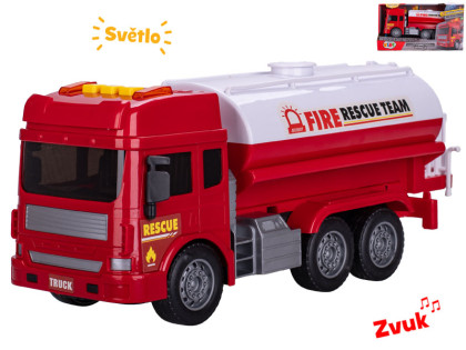 Auto hasiči cisterna na zotrvačník na batérie so svetlom a zvukom 28 cm