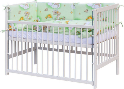 Detská postieľka s kompletnou výbavou 120 x 60 cm, mráčik zelená Scarlett