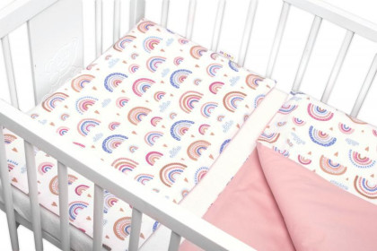 Mantinel s obliečkami 3dielna súprava Dúha s potlačou púdrová Baby Nellys