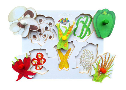 Drevené doskové puzzle 6 dielov Lúpeme a krájame plodiny 4