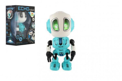 Robot Echo opakujúce vety kovový 12 cm na batérie so zvukom so svetlom