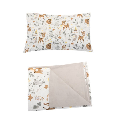 Obliečky 120x90 cm (perinka + vankúšik) Lesné zvieratká/béžové Bomimi