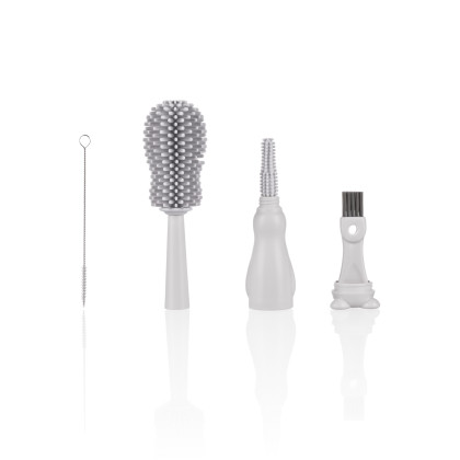 Silikónová kefa na detskú fľašu 3 v 1 Light Grey Zopa