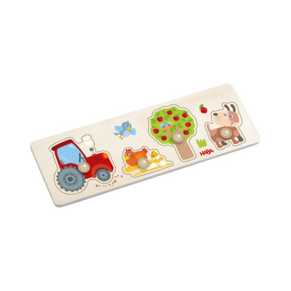 Drevené vkladacie puzzle s úchytom Farma Haba