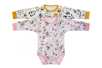 Dojčenské body rastúci dlhý rukáv - potlač žltá Baby Service