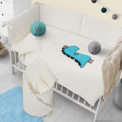 3-dielne posteľné obliečky Belisima Dino 3D 90/120 cm smotanovo-ružové