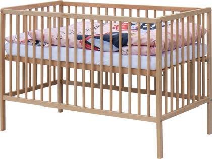 Detská postieľka prírodná s kompletnou výbavou 120 x 60 cm Pimpi Scarlett