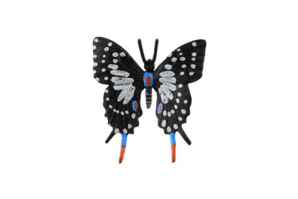 Motýľ tropický Papilio/vidlochvost čierno-šedivý zooted plast 6 cm
