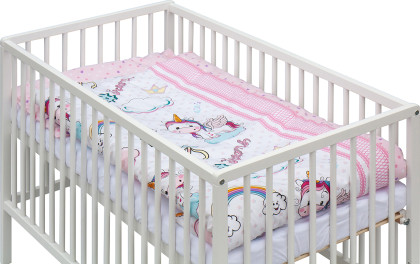 Detská postieľka s kompletnou výbavou 120 x 60 cm biela Oniko Scarlett