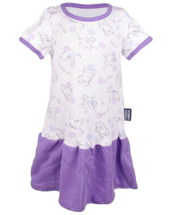 Dievčenské letné šaty fialové s mačičkami Kaarsgaren