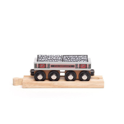 Dlhý vagónik s uhlím + 2 koľaje Bigjigs Rail