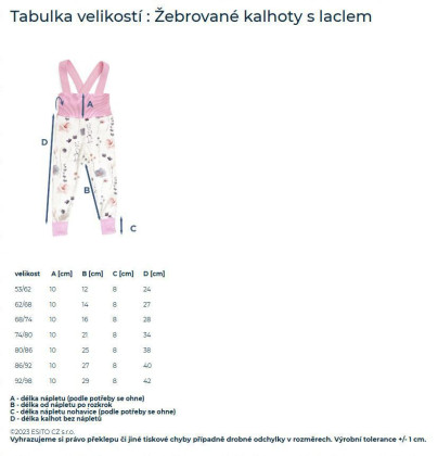 Rastúce rebrované nohavice s trakmi Color Cream - smotanová Esito
