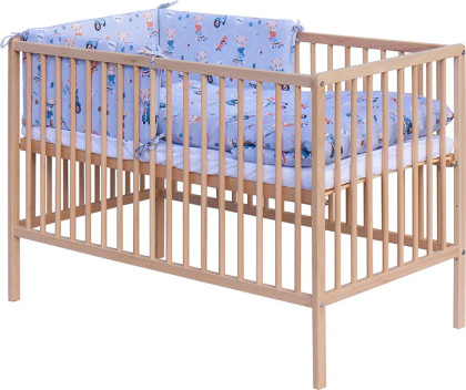 Detská postieľka s kompletnou výbavou 120 x 60 cm - Peko - modrá Scarlett