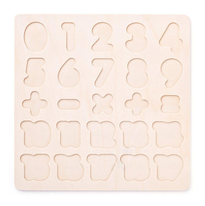 Puzzle - číslice na doske Woody