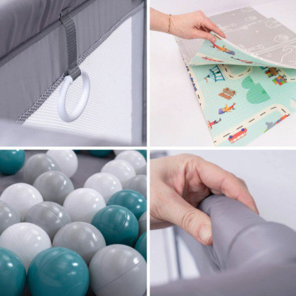 Ohrádka Playpark Grey s matracom BabyGo