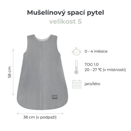 Letný a jarný mušelínový spací vak Love béžový so srdiečkami Sleepee