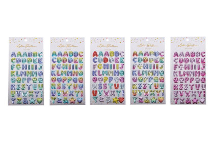 Nálepky 23x11 cm abeceda s glitrom