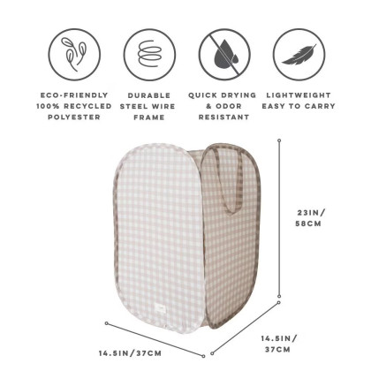 Skladací úložný kôš Recycled Gingham Beige 3 SPROUTS S