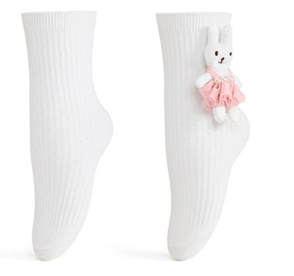 Biele ponožky s aplikáciou zajačika v šatách Veľ. 23-29