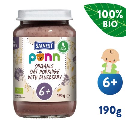 Pohárik Salvest Ponn BIO Čučoriedky s ovsenými vločkami (190 g) 6m+